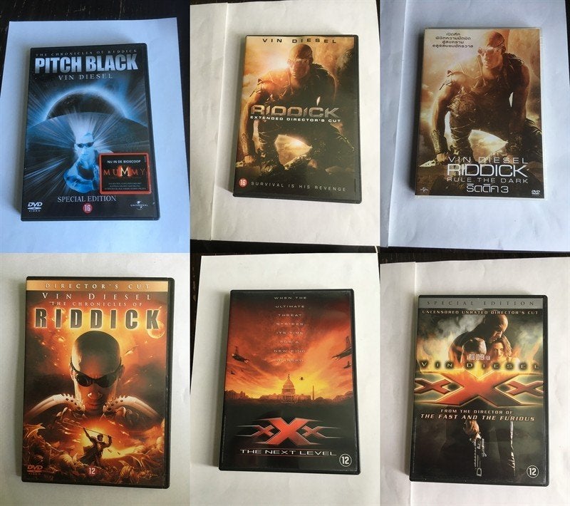 vin diesel riddick 1 2 3 + xxx 1 2 dvd 6 stuks collectie, Alle leeftijden, Ophalen of Verzenden, Zo goed als nieuw