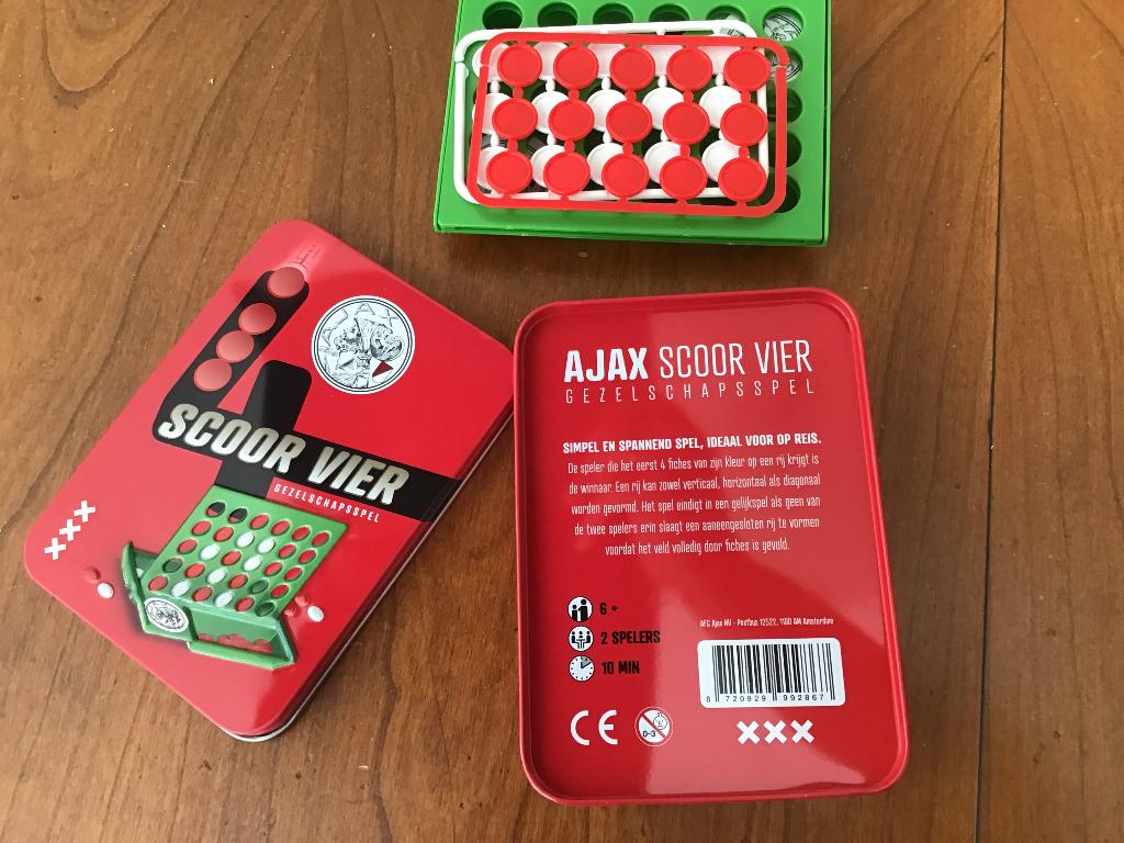 AJAX reisspelletje scoor 4 in blikken doosje vier op een rij, AFC AJAX bv, Een of twee spelers, Nieuw, Ophalen of Verzenden