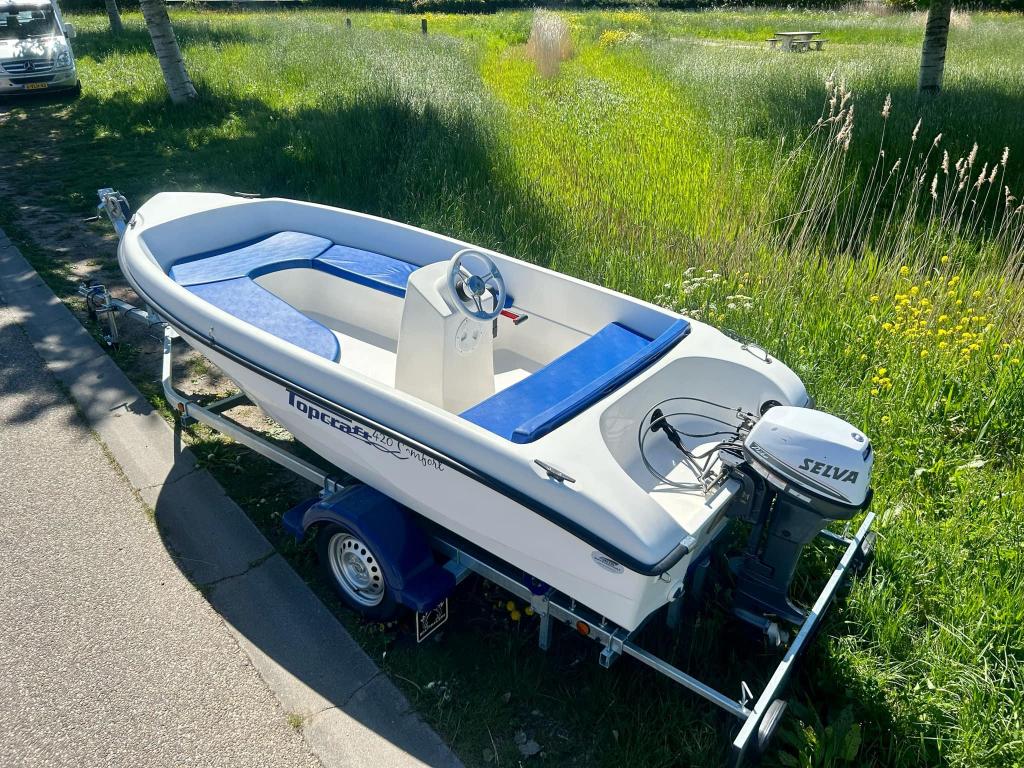 Topcraft 420 Comfort met 9.9 pk Selva 4 takt!, Gebruikt, Tot 10 pk, 3 tot 6 meter, Polyester