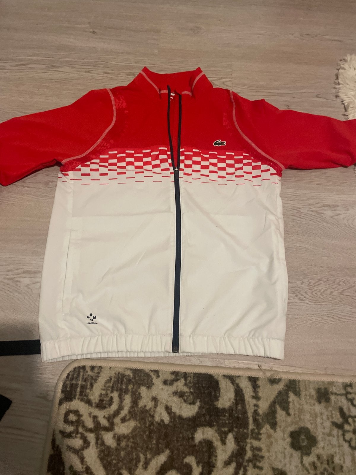 Lacoste Sport Trainingsjack Rood/Wit Maat S, Fitness, Verzenden, Zo goed als nieuw, Rood