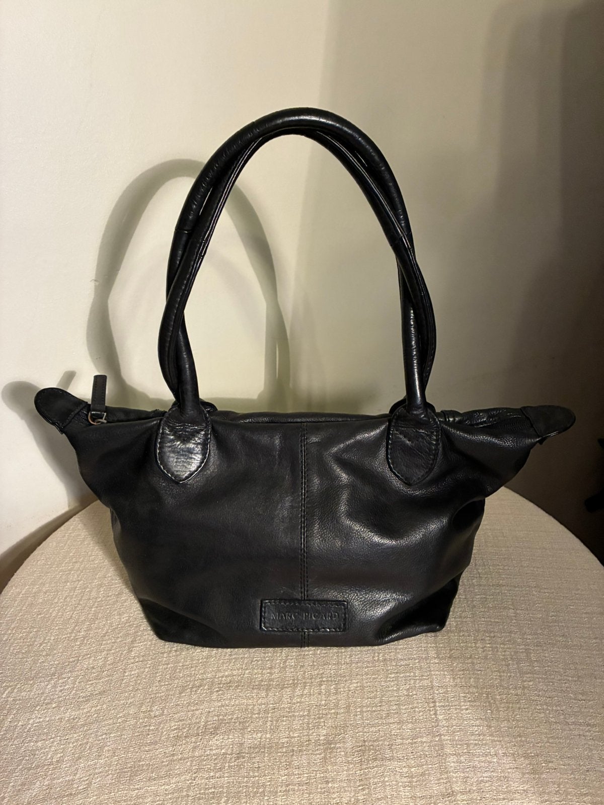 MARC PICARD HAND/SCHOUDERTAS BLACK LAMSLEDER, Verzenden, Zo goed als nieuw, Zwart, Handtas