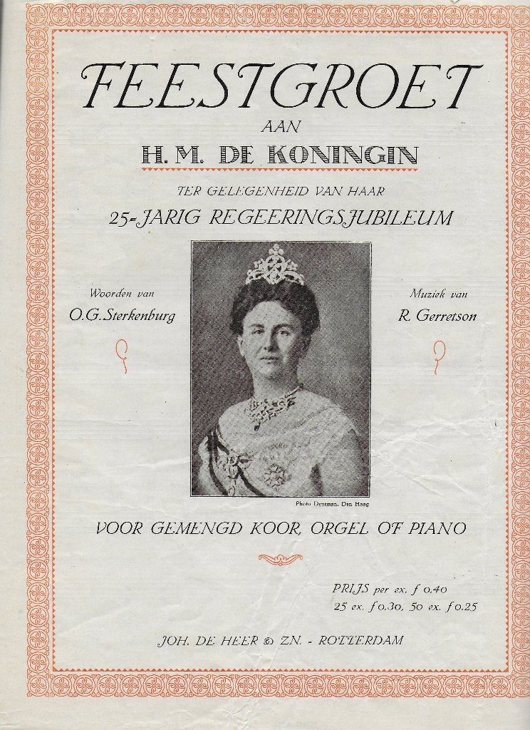 Bo1616 bladmuziek feestgroet aan h,m, de koningin--, Verzenden, Gebruikt, Artiest of Componist, Klassiek