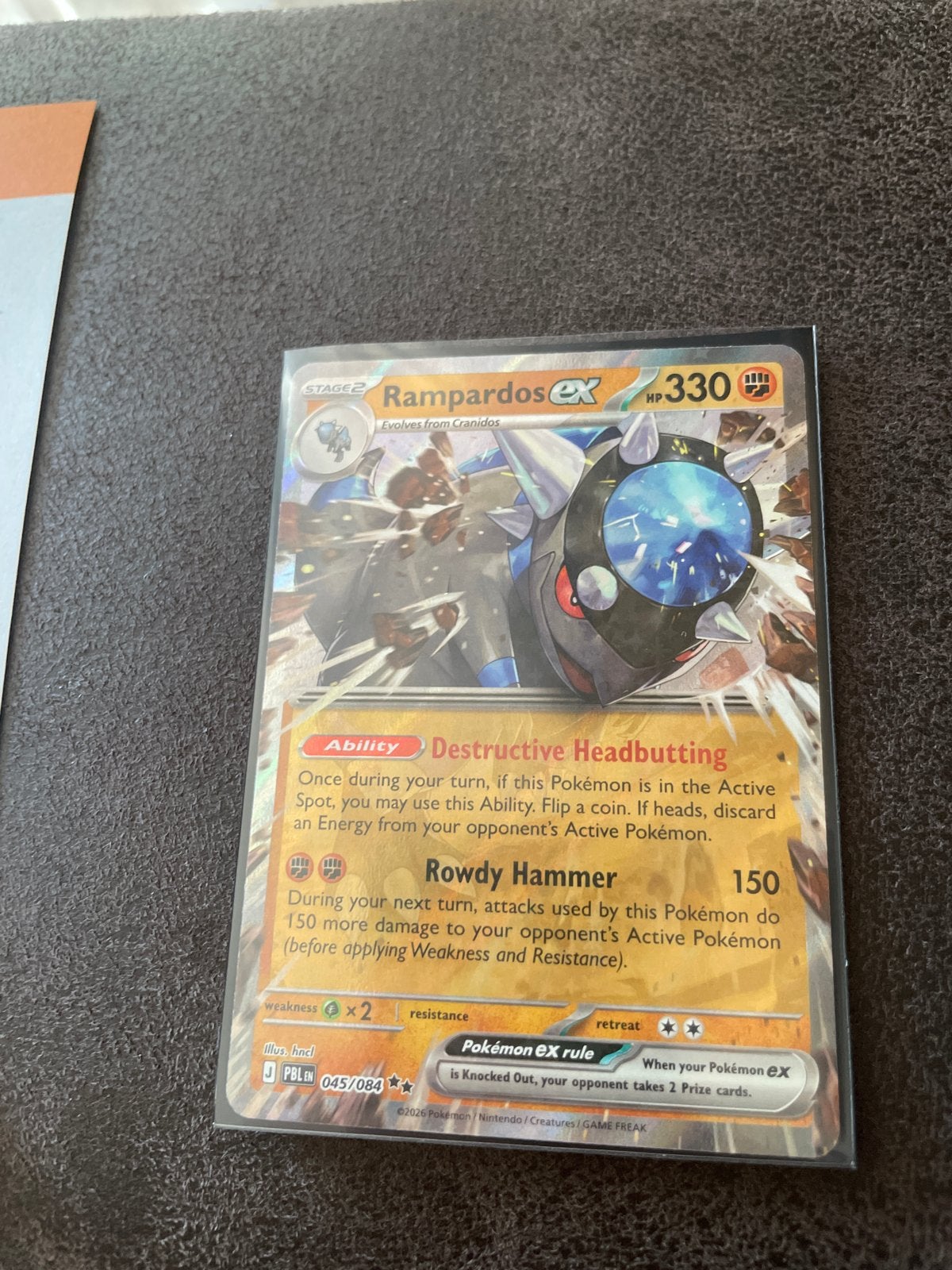 Rampardos ex 045/084 Pokémon kaart, Ophalen of Verzenden, Zo goed als nieuw, Losse kaart, Foil