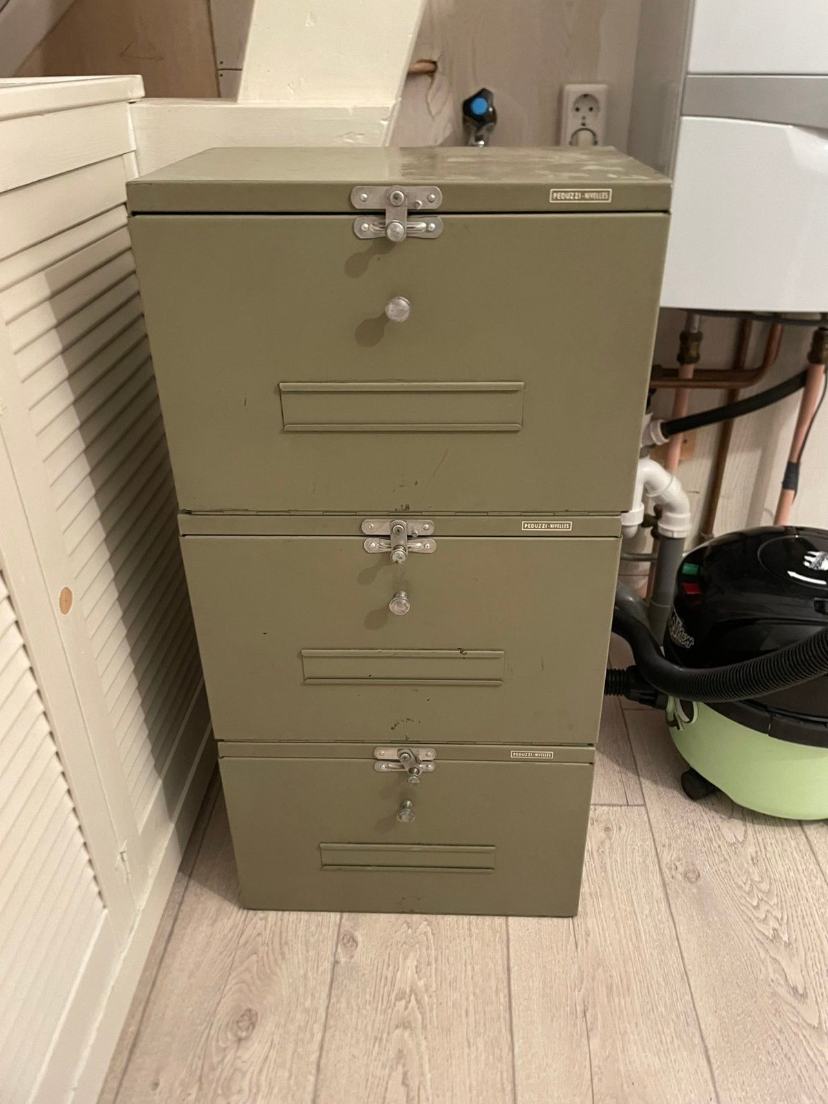 6x Leger kast locker kist vintage industrieel metaal 1961., Ophalen, Minder dan 50 cm, Gebruikt, 5 laden of meer