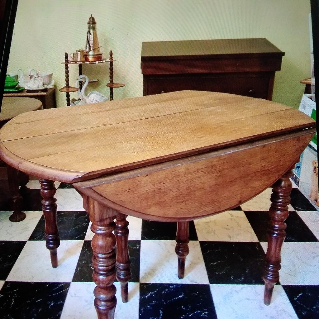 Antieke Franse eiken  hangoor tafel. Louis Philippe stijl, Antiek en Kunst, Ophalen