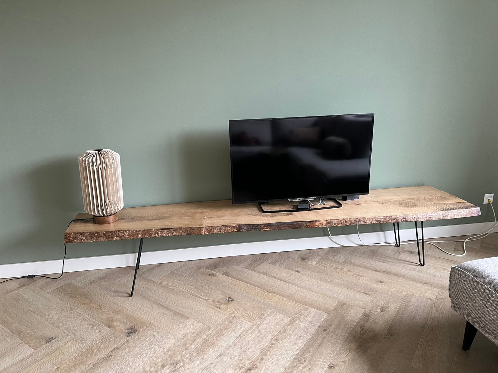 Tv meubel boomstamblad, Ophalen, Minder dan 50 cm, 200 cm of meer, Zo goed als nieuw