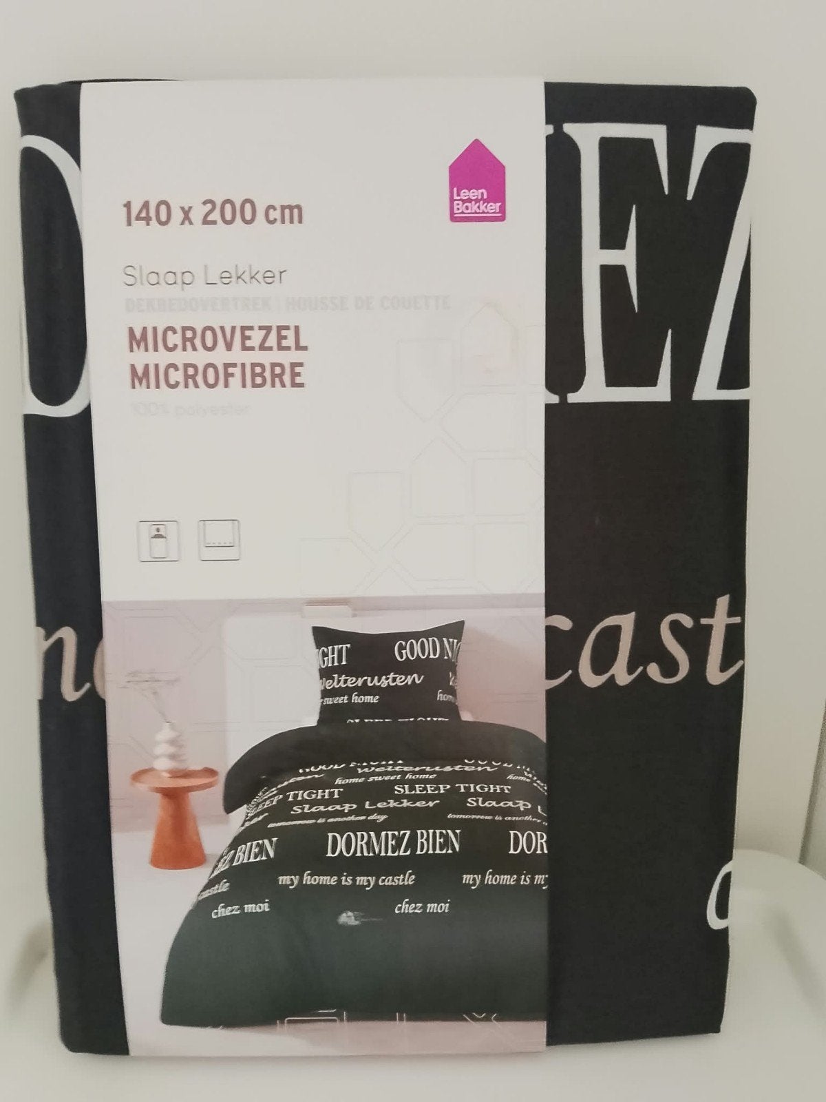 Nieuw Leen Bakker Dekbedovertrek Microvezel 140x200cm, Eenpersoons, Zwart, Dekbedovertrek, Nieuw