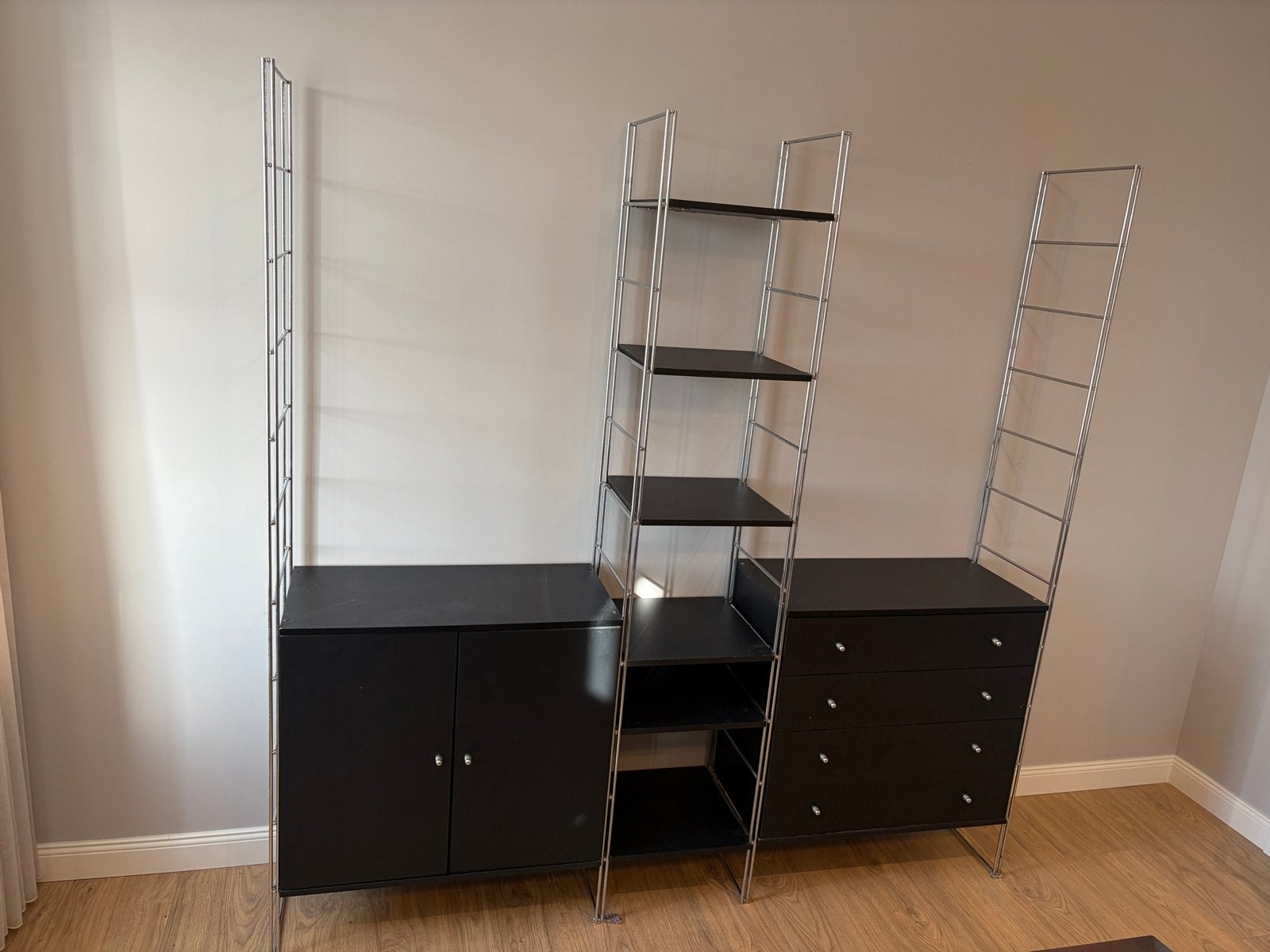 Deens Design Denka Modulaire Kast - Chroom & Zwart, Ophalen, 7671cm, Gebruikt, Ikea