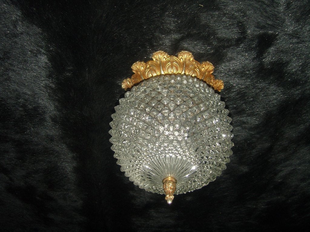 Ananas plafonniere met een goudkleurige messing rand, Antiek en Kunst, Ophalen of Verzenden