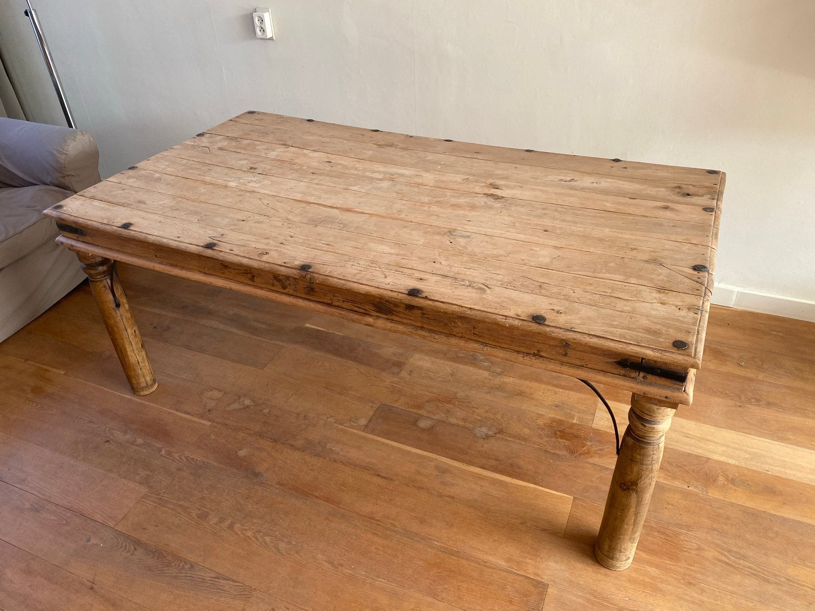 Antieke Eettafel van Oude Indiase Paleisdeur (180x102), Ophalen