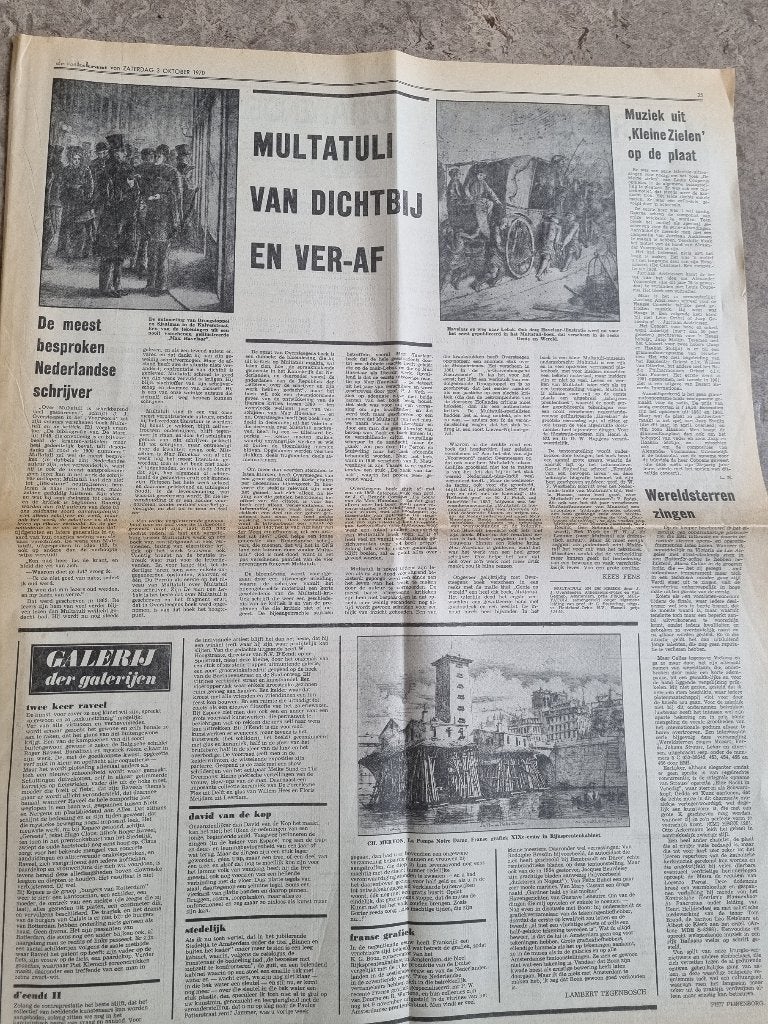 Artikel over schrijver Multatuli (1970), Ophalen of Verzenden, 1960 tot 1980, Knipsel(s)