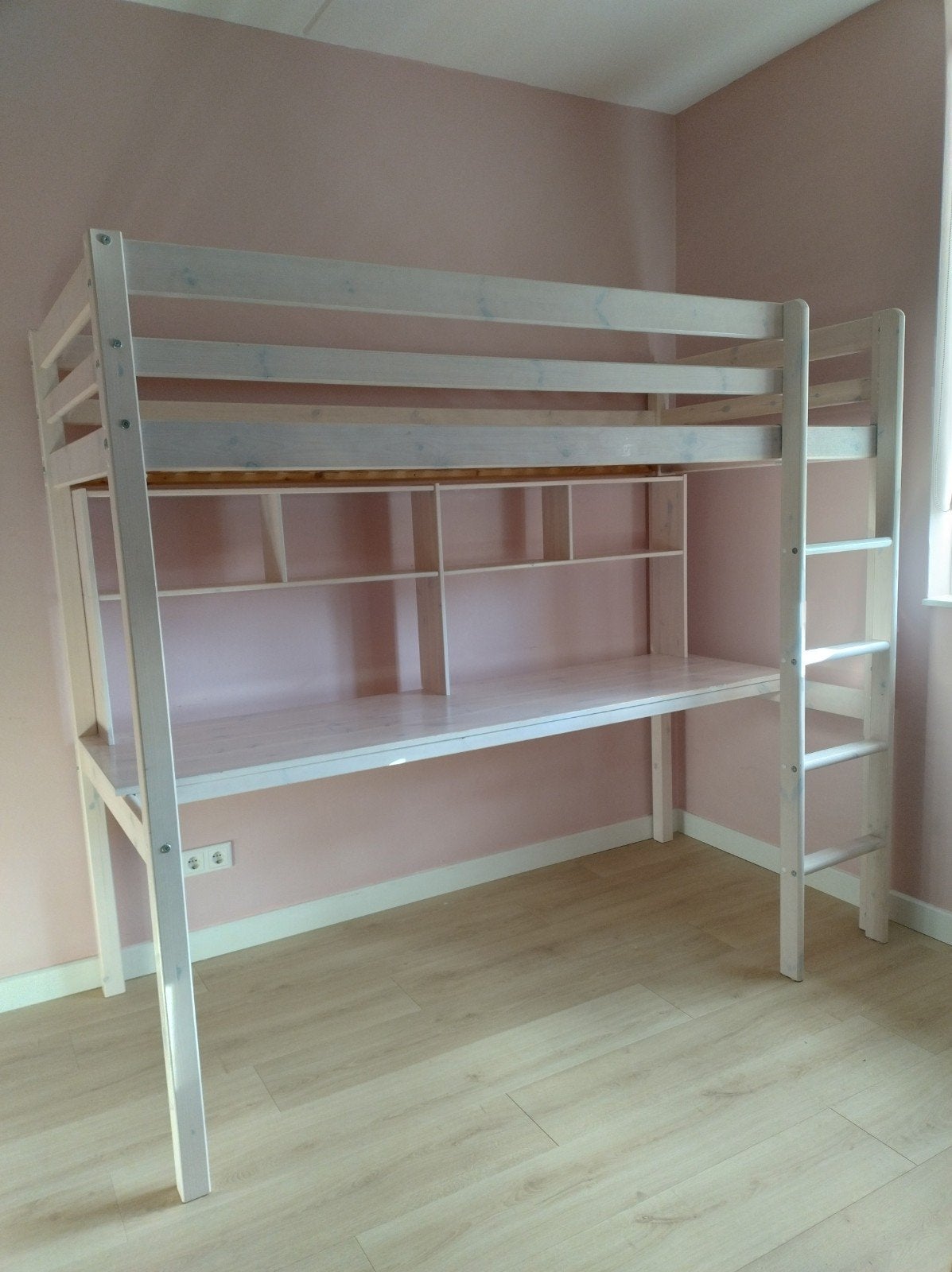 Hoogslaper Flexa met bureau en schappen, Ophalen, Hoogslaper, Eenpersoons, 210 cm