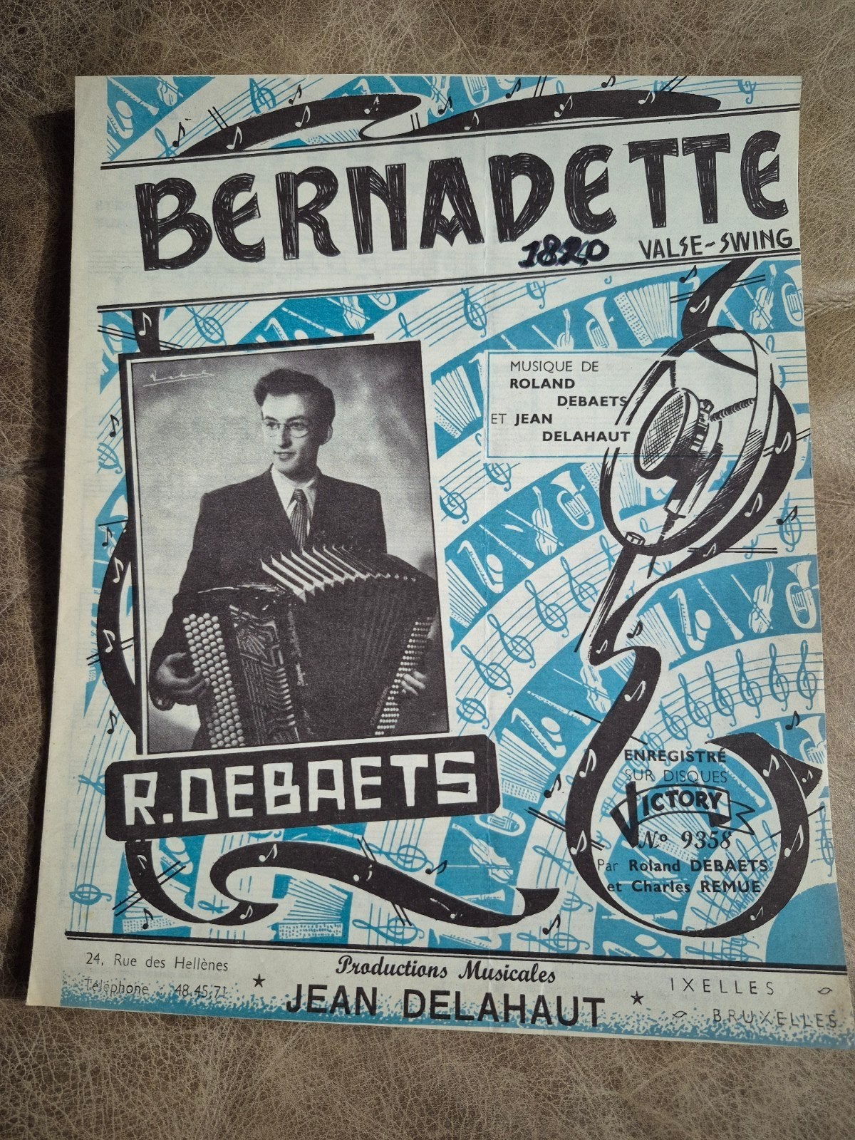 Bernadette Valse-Swing bladmuziek van R. Debaets, Gebruikt, Ophalen of Verzenden, Accordeon, Artiest of Componist