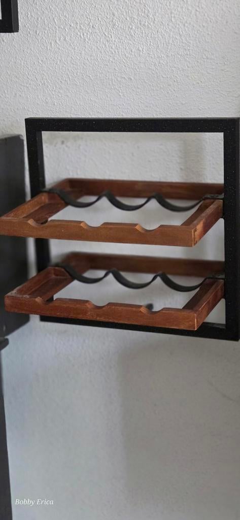 Wijnrek merk Bodhi  - Hout en Metaal, Huis en Inrichting, Woonaccessoires | Wijnrekken, Ophalen, Zo goed als nieuw, Hout, 5 tot 15 flessen