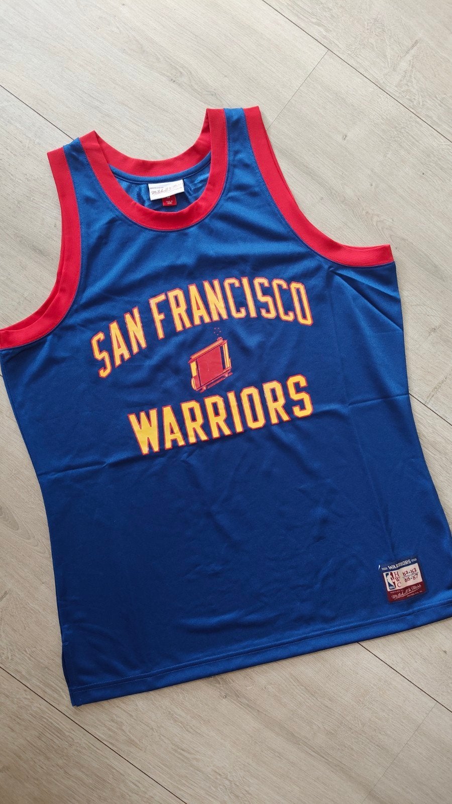 San Francisco Warriors M&N NBA Heritage Jersey, Sport en Fitness, Basketbal, Ophalen of Verzenden, Nieuw, Kleding