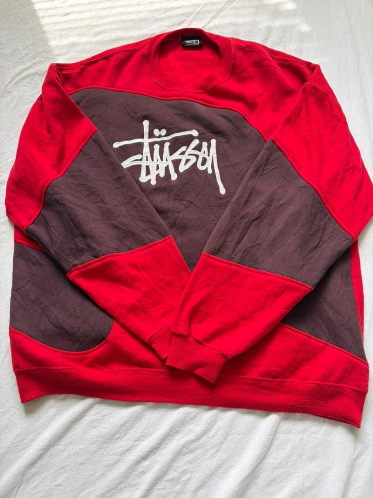 Stussy Vintage Crewneck / Sweater – Rood/Bruin – Streetwear, Kleding | Heren, Verzenden, Stussy, Maat 56/58 (XL), Zo goed als nieuw