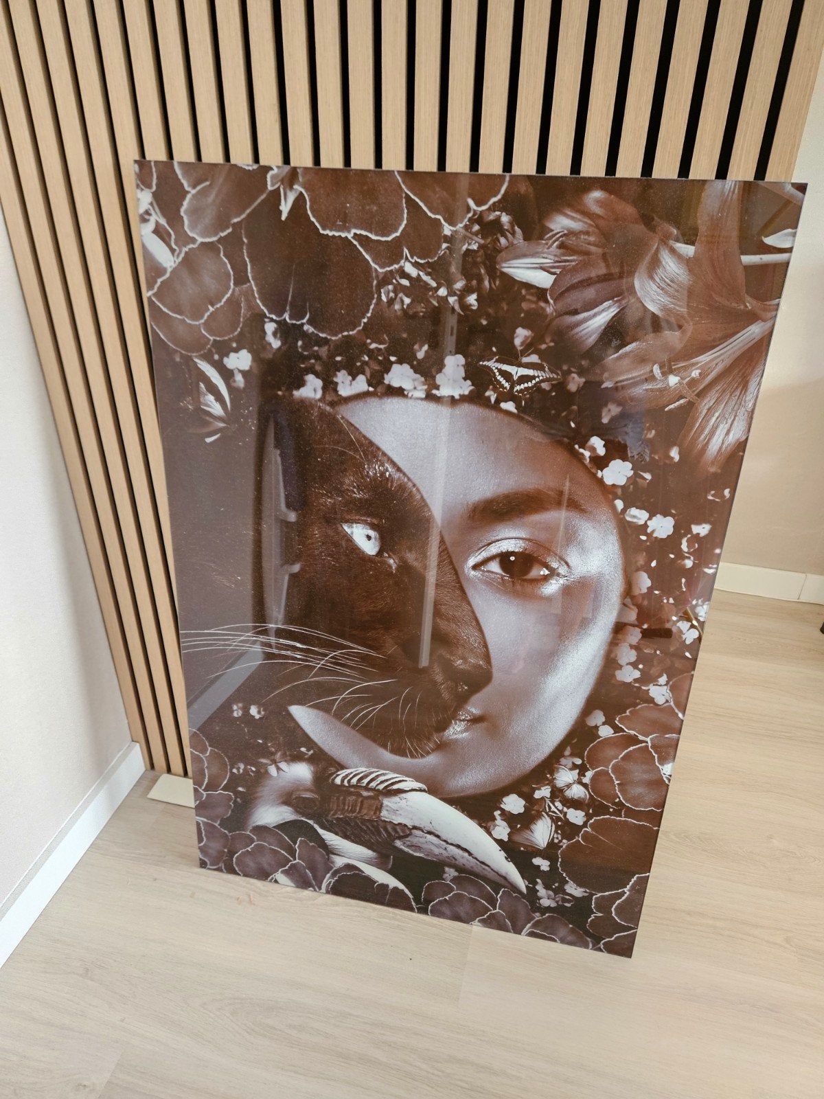Glas schilderij als nieuw 120 x 80 cm, Ophalen of Verzenden, Glas, Ophangklaar, Figuren