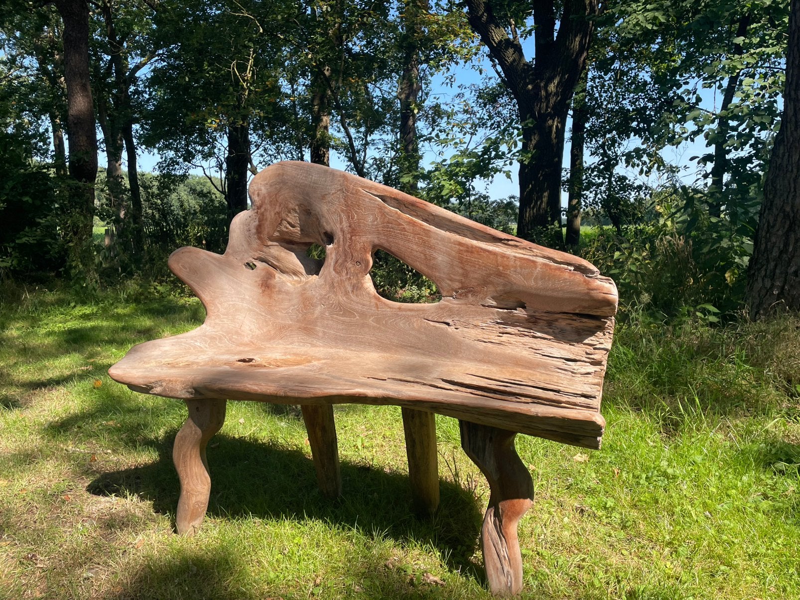 Bankje van boomstam, Ophalen, Hout, 2 zitplaatsen