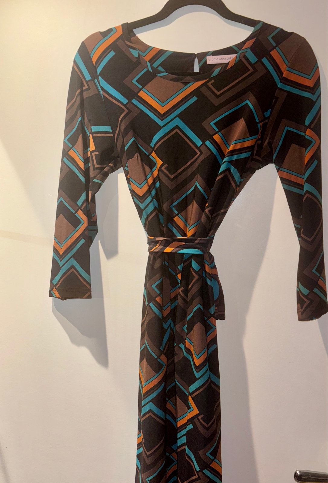 Studio Anneloes travelstof jurk M herfstkleuren z.g.a.n., Ophalen of Verzenden, Zo goed als nieuw, Maat 38/40 (M), Meerkleurig