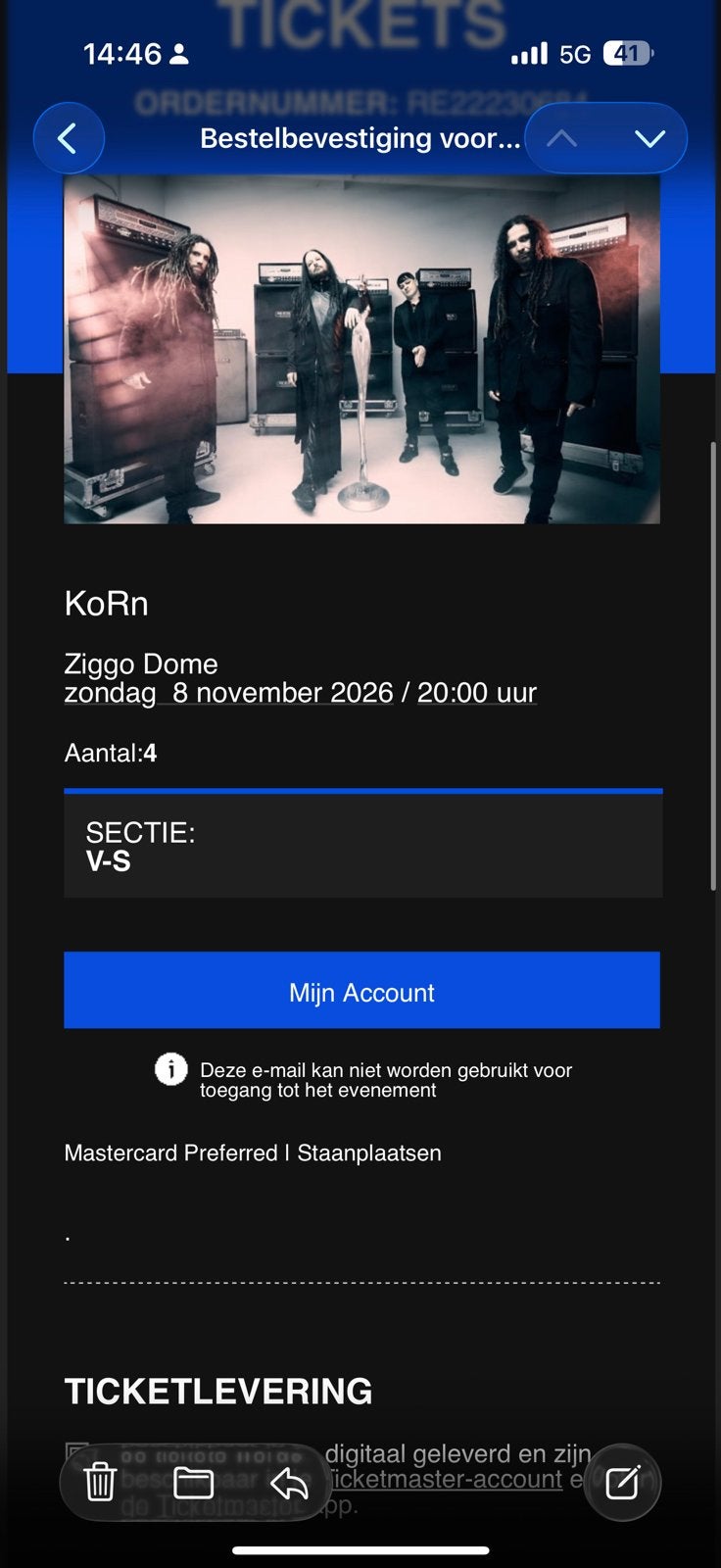 4 staanplaats tickets voor KoRn in Ziggo dome 8 november, Twee personen, November