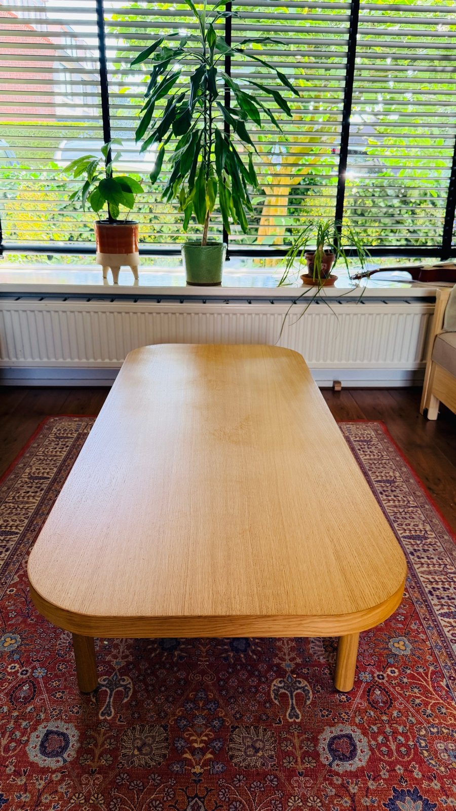 Stijlvolle Ikea Listerby Salontafel met Opbergruimte, Ophalen, 100 tot 150 cm, Eikenhout, 50 tot 100 cm
