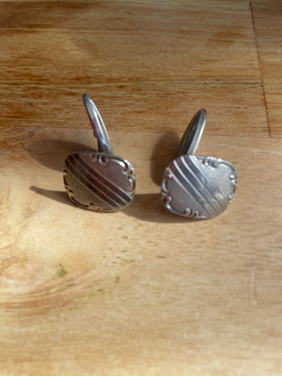 Vintage Manchetknopen - Zilverkleurig met Patroon, Sieraden, Tassen en Uiterlijk, Manchetknopen, Ophalen of Verzenden, Gebruikt