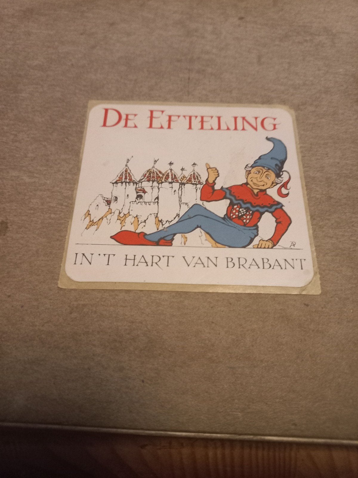 Vintage Efteling sticker 'In 't Hart van Brabant', Verzamelen, Efteling, Gebruikt, Overige typen, Ophalen of Verzenden
