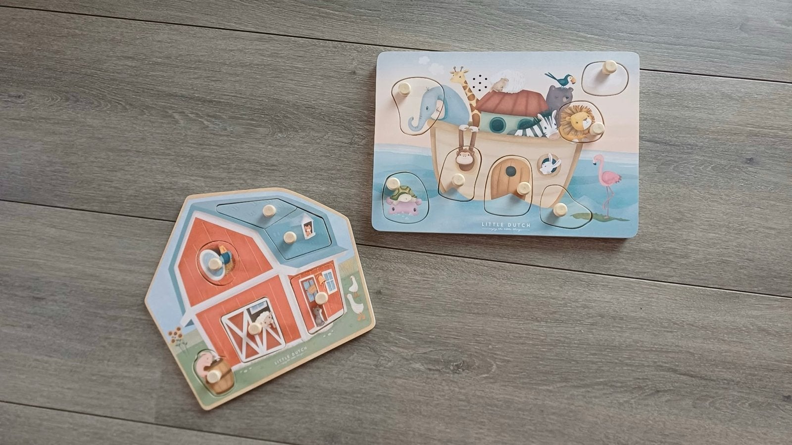 Little Dutch Houten Puzzels: Boerderij en Ark van Noach, Ophalen, Zo goed als nieuw, Puzzelen