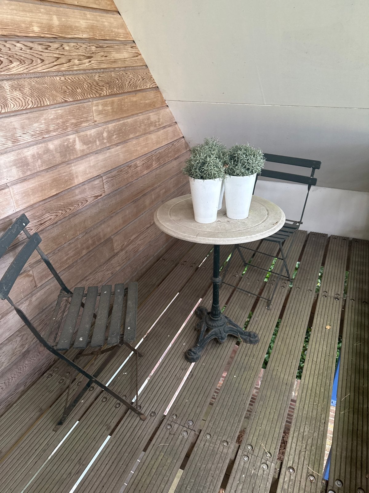 Vintage Tuinsetje met 2 stoelen en tafel, Gebruikt, Eettafel, Tuinset, Hout