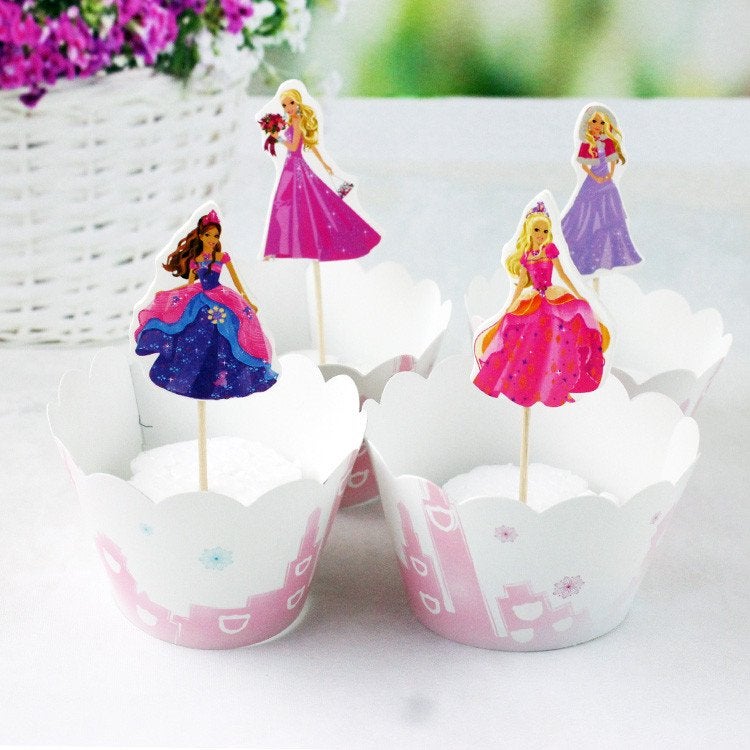 Verschillende modellen mooie BARBIE cupcakehouders & toppers, Verzenden, Nieuw, Cupcakes, Versiering