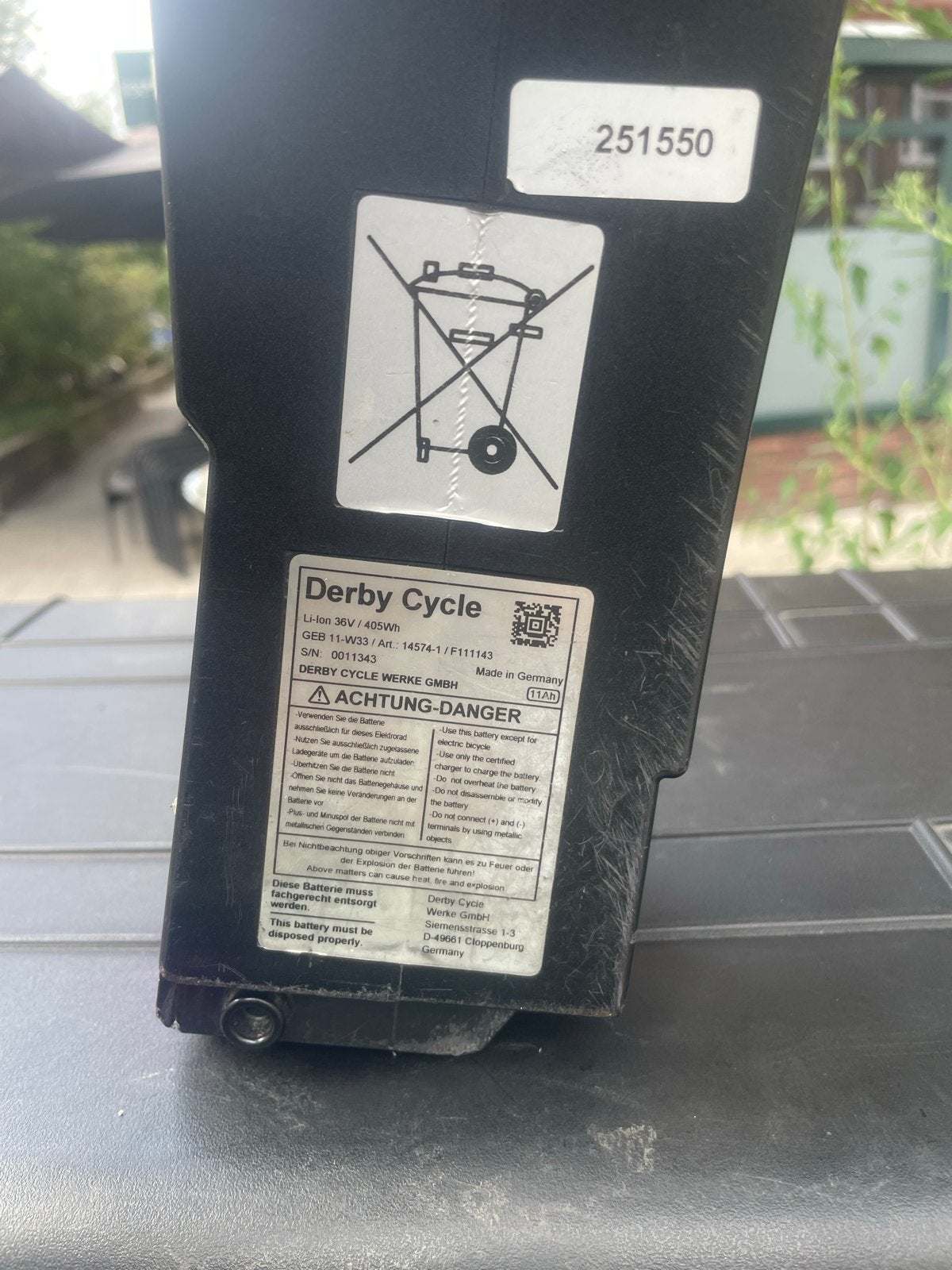 Derby Cycle E-bike Accu 36V 11Ah 396Wh, Ophalen of Verzenden, Gebruikt