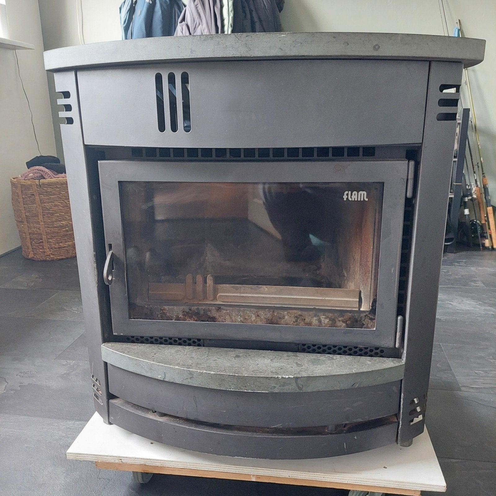 Flam Houthaard - Type ARCO 57/73 - 9 kW, Ophalen, Gebruikt, Vrijstaande haard, Houthaard
