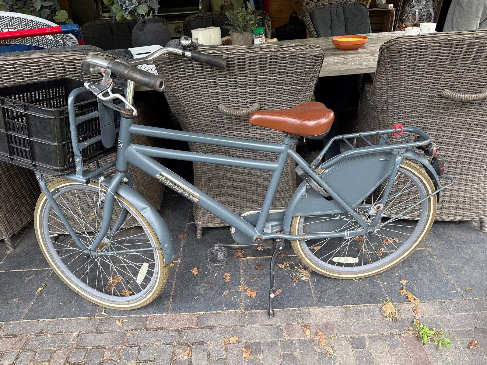 24 inch Fiets popal grijs blauw mand en bagagedrager, Ophalen, Gebruikt, 24 inch