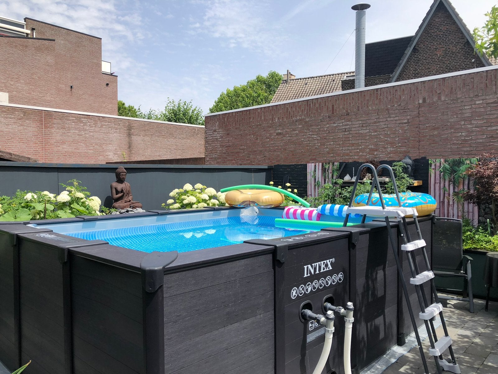 INTEX zwembad(4x3m,h:1.25 COMPLEET met pompen,& zonnepanelen, Tuin en Terras, Zwembad-toebehoren, Ophalen, Gebruikt