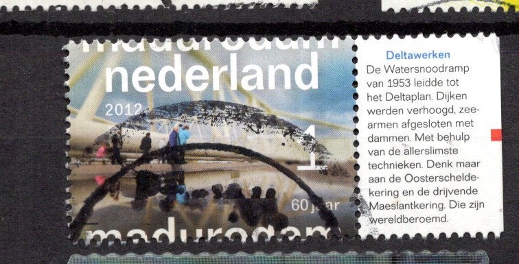 gestempelde zegel.  jaar 2012:  madurodam met tab, Ophalen of Verzenden, Na 1940, Gestempeld