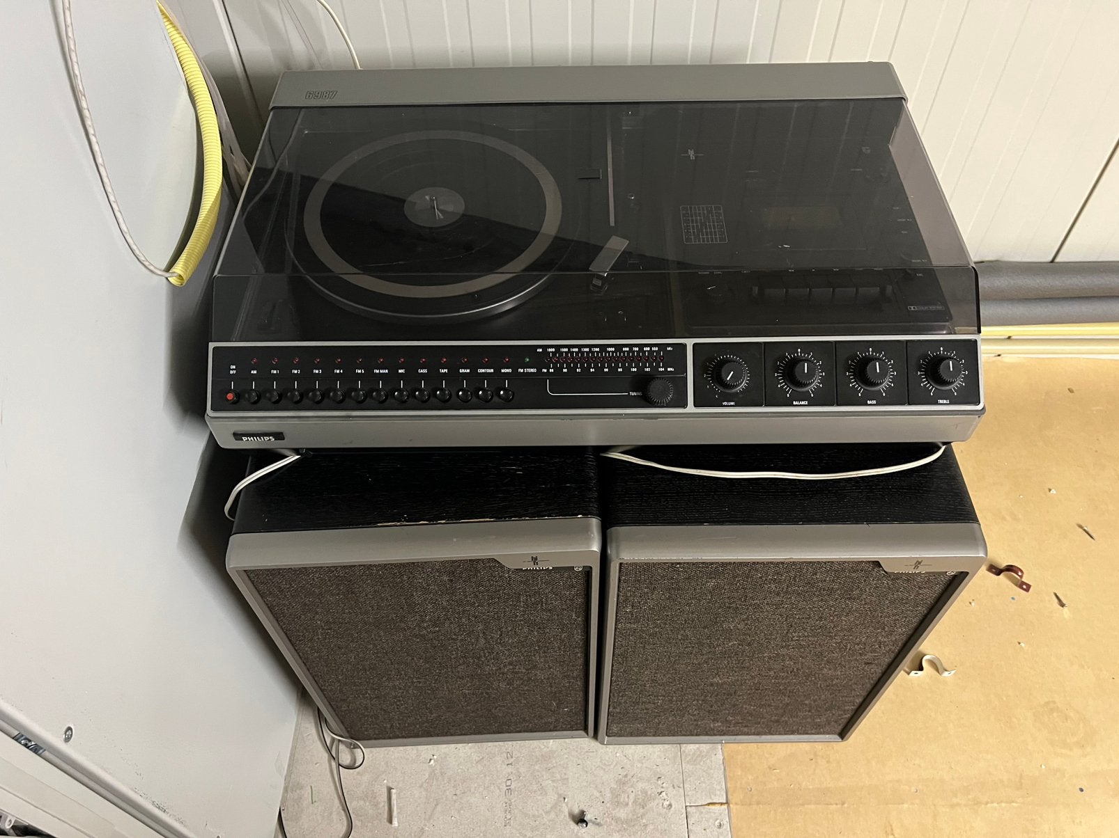 Philips 6987 platenspeler stereo combinatie, Audio, Tv en Foto, Stereo-sets, Ophalen, Gebruikt, Speakers, Philips
