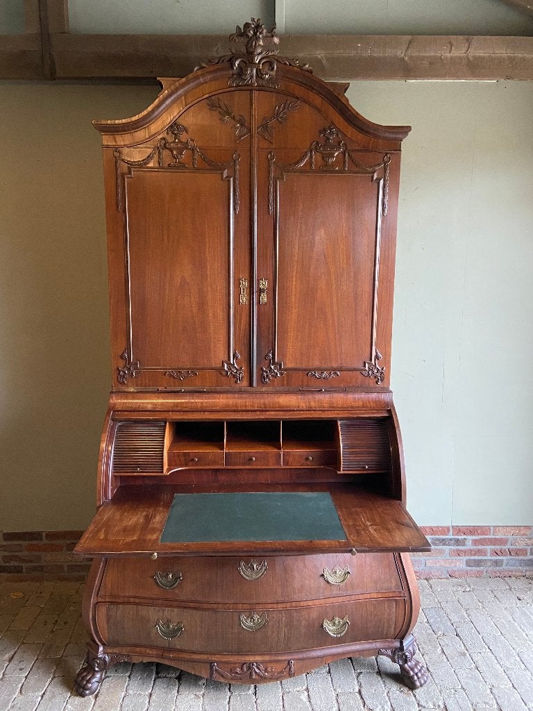 Prachtig antiek mahonie Empire topbureau, secretaire, buro, Verzenden