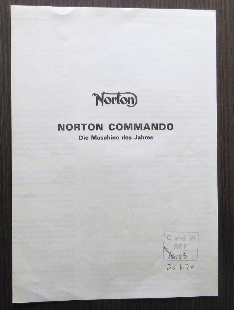 Norton Commando 750 Strassentest - 1968 (dealeruitgave), Verzenden, Overige merken