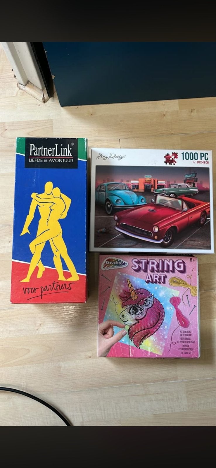Puzzelset: Legpuzzel, PartnerLink & String Art, Ophalen of Verzenden, 500 t/m 1500 stukjes, Gebruikt, Legpuzzel