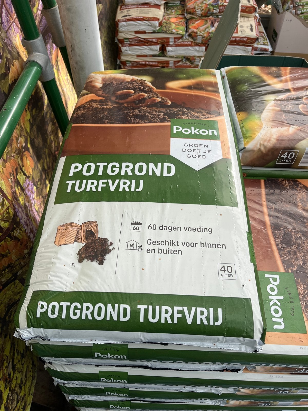 Pokon Potgrond Turfvrij 40L - Binnen & Buiten, Tuin en Terras, Ophalen of Verzenden, Potgrond