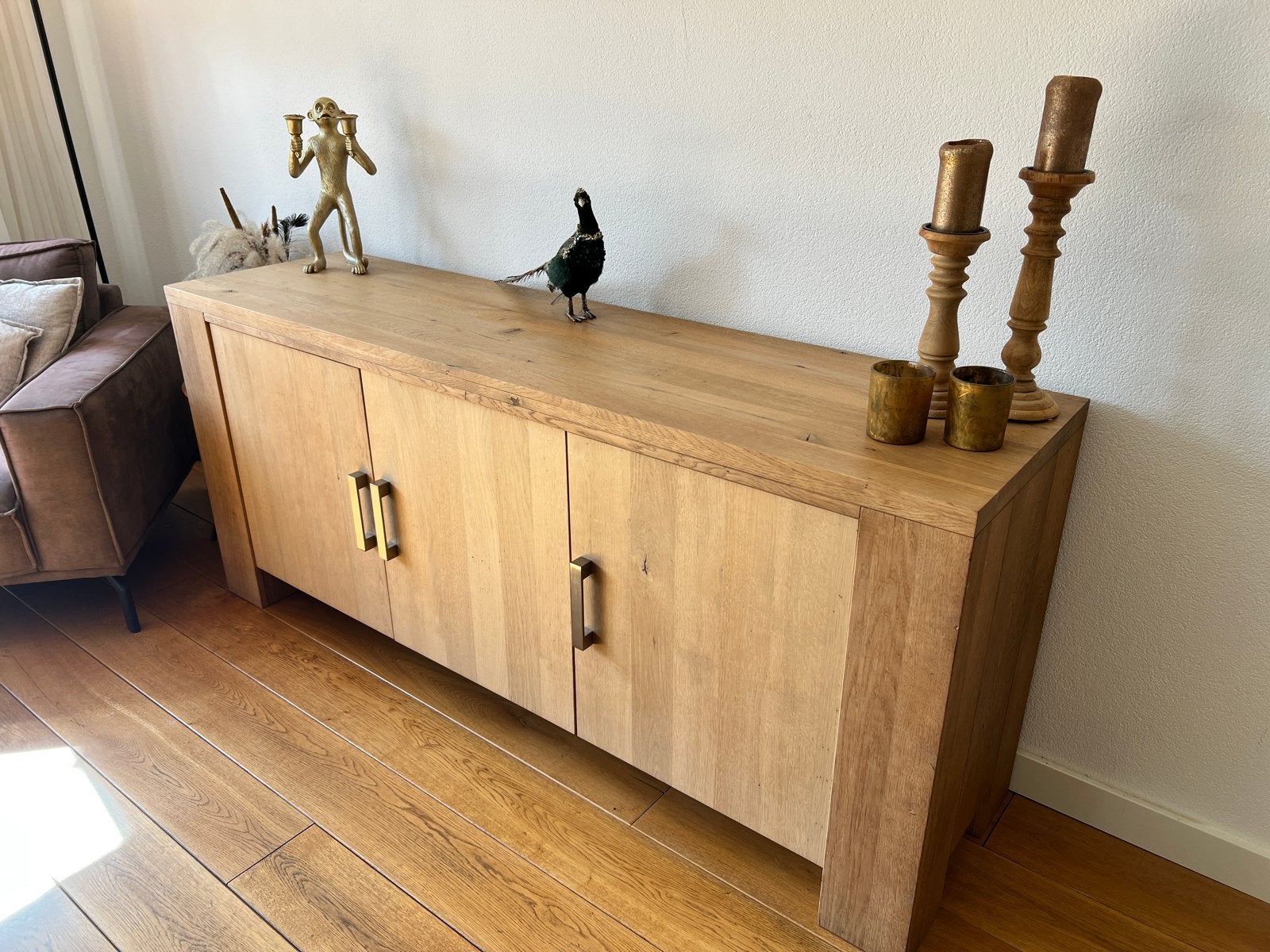 Massief eiken dressoir met softclose deuren, Gebruikt, 150 tot 200 cm, Eikenhout, Ophalen of Verzenden