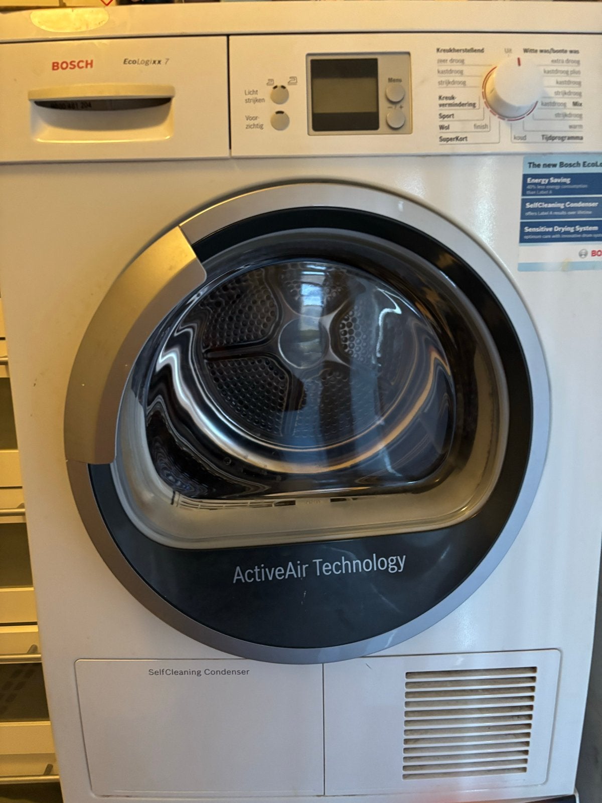 Bosch Ecologixx 7 Condensdroger met ActiveAir Technology, 6 tot 8 kg, Ophalen of Verzenden, Zo goed als nieuw, Voorlader