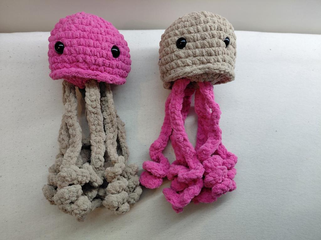 Gehaakte kwallen, roze en grijs/beige, Overige merken, Handgemaakt, Overige karakters, Overige typen