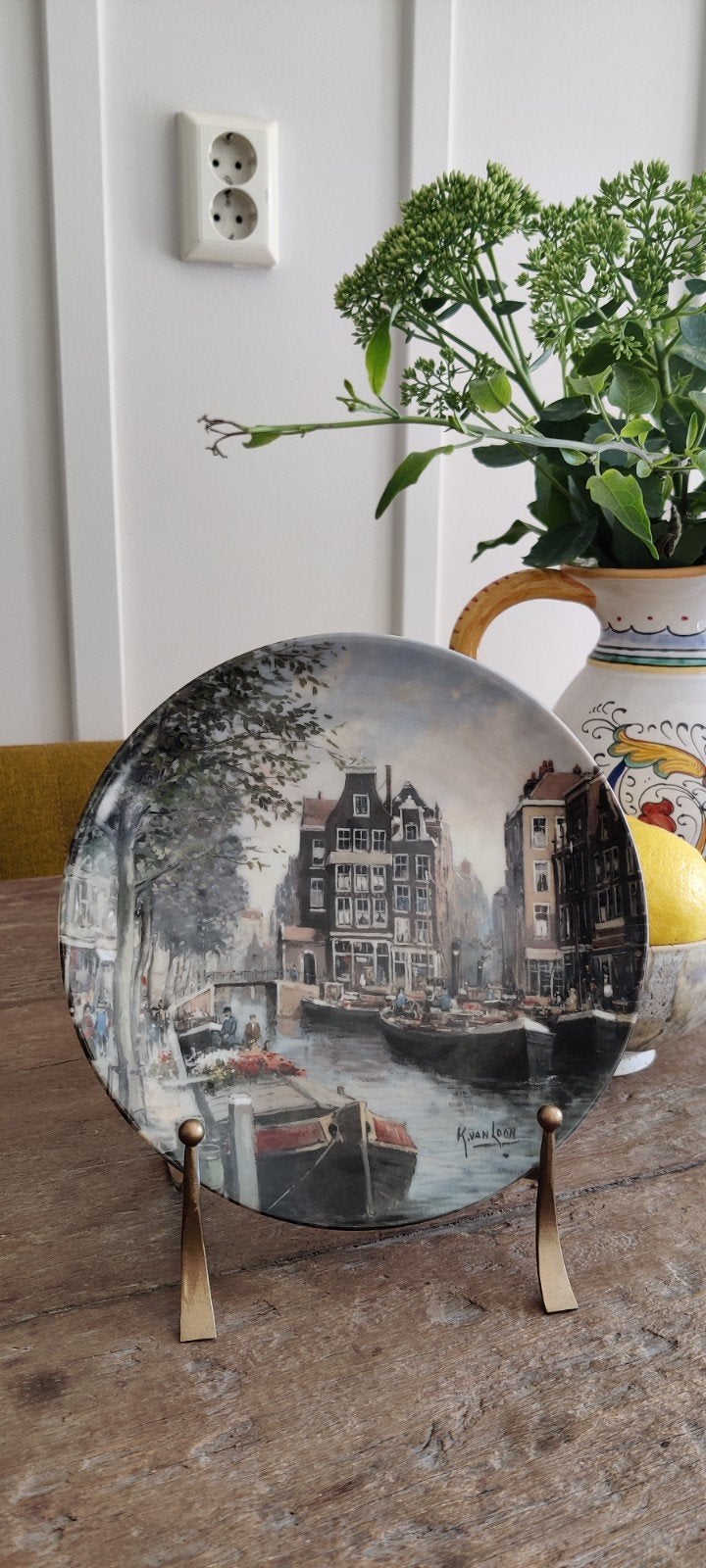 Royal Mosa Wandbord - Lente aan een Rotterdamse Gracht., Ophalen of Verzenden