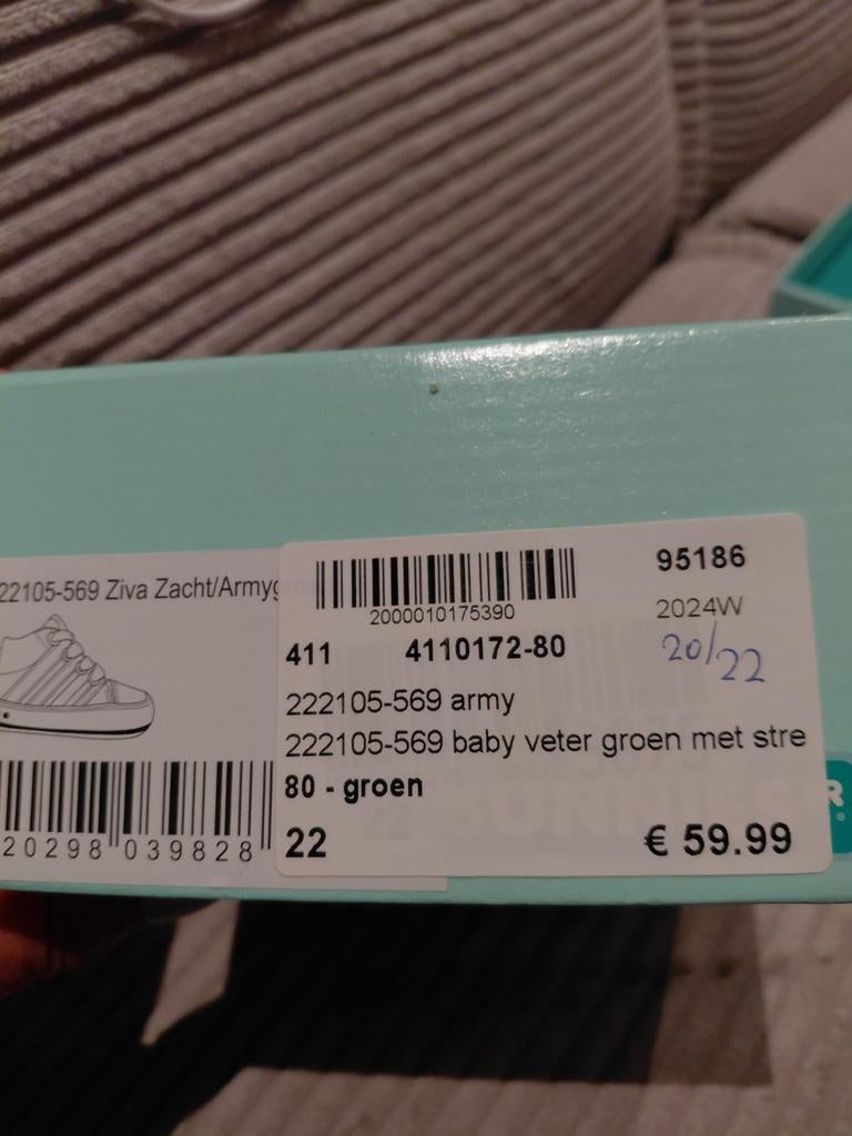 Bunnies JR babyschoenen maat 22 - legergroen, Ophalen, Jongen of Meisje, Schoenen, Nieuw