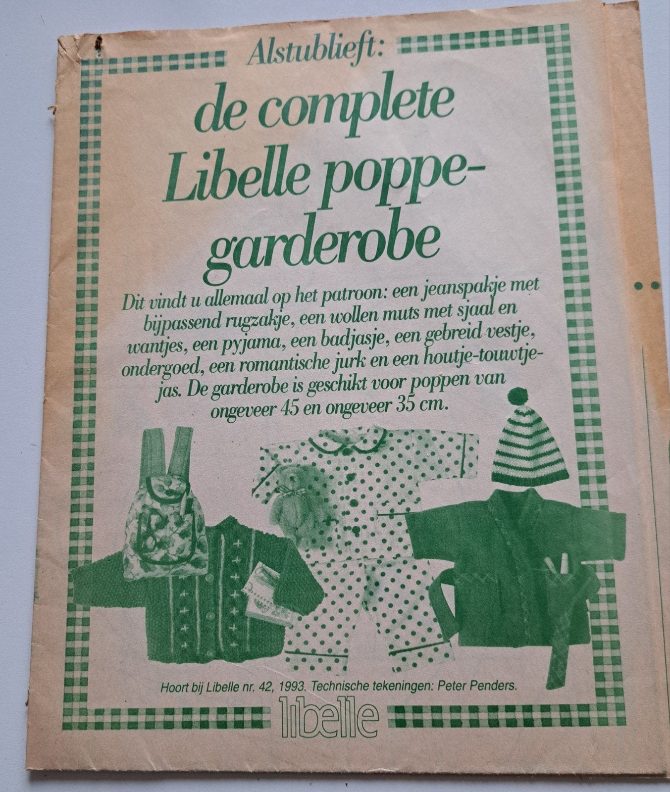 Complete Libelle poppengarderobe, voor pop 35 en 45 cm, Ophalen of Verzenden, Breien en Haken