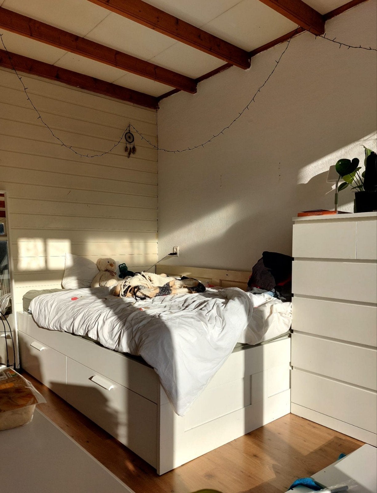 IKEA Brimnes bedframe + lattenbodem, Ophalen, Gebruikt, Wit, Tweepersoons
