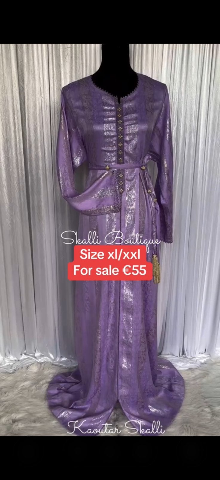 Randa jelaba lila met riem. Xl/xxl, Overige typen, Paars, Maat 46/48 (XL) of groter, Ophalen of Verzenden