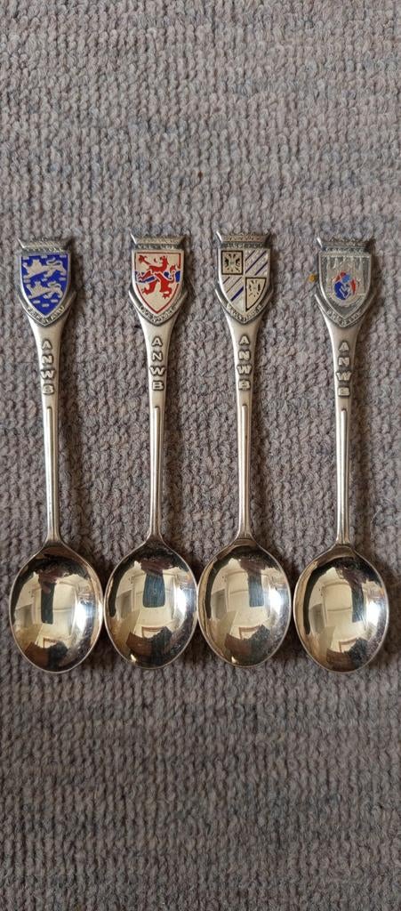 Set van 4 ANWB verzamellepels met provinciewapens, Antiek en Kunst, Antiek | Bestek, Ophalen of Verzenden