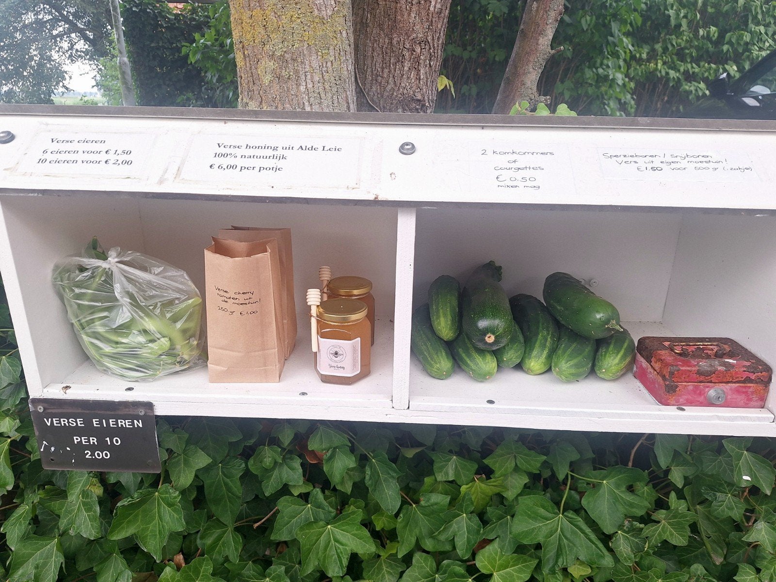 Verse onbespoten groenten uit de moestuin!, Ophalen